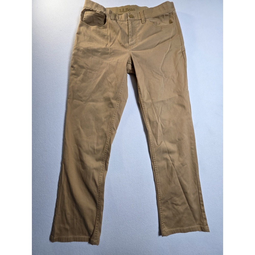 L.L.Bean BeanFlex Men's Pants 33x30 Tan Khaki Straight Leg Standard Fit Stretch